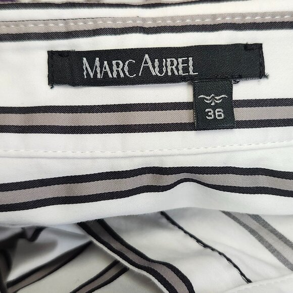 Marc Aurel Women's White/Grey/Black Striped Button Up Shirt Size 36 - Picture 4 of 8